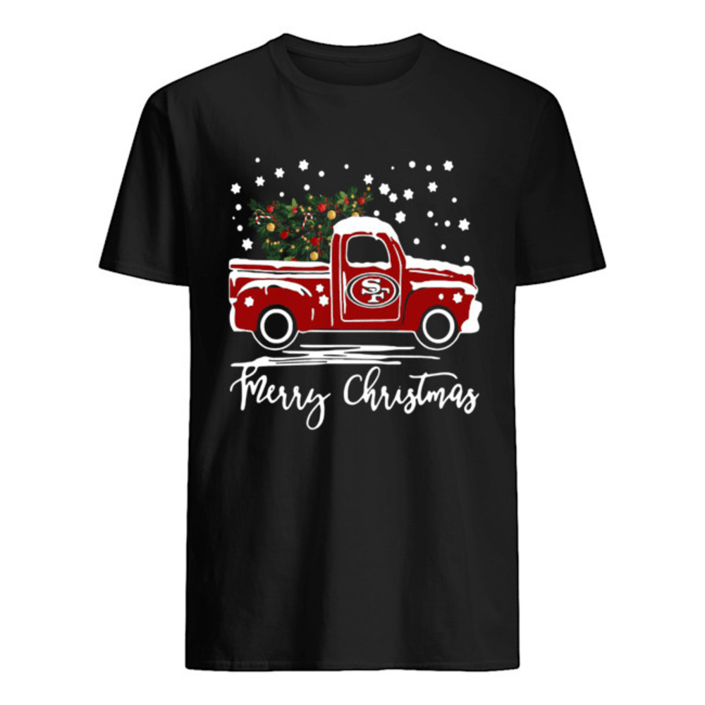 San Francisco 49Ers Pickup Truck Merry Christmas Shirt
